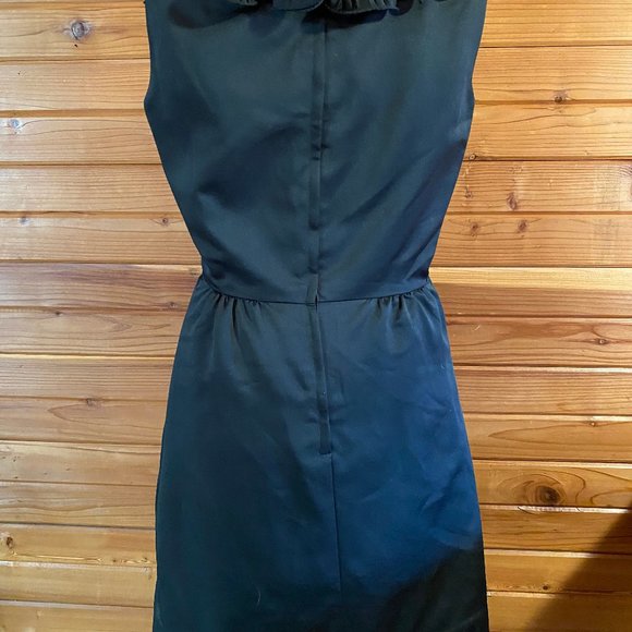 Vintage 60s Retro Cocktail Ruffled Satin Party Dress - Picture 5 of 6